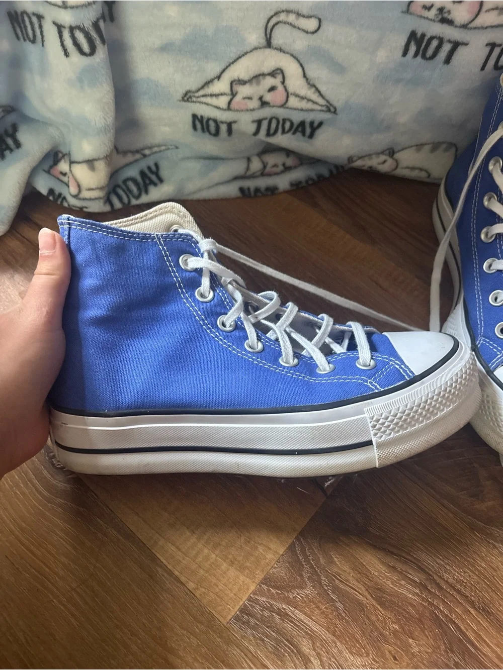 Converse Blue High-Top Platform Sneakers with White Accents